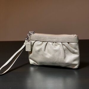 Coach Ergo Leather Pleated Large Wristlet Bronze Z48373